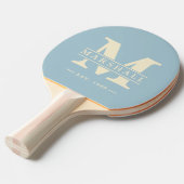 モノグラム&名前オーバーレイポロストライピングライトスカイ 卓球ラケット (正面アングル)