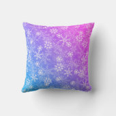 モノグラム/名前カラフルスノーフレーク紫ブルー クッション (裏面)