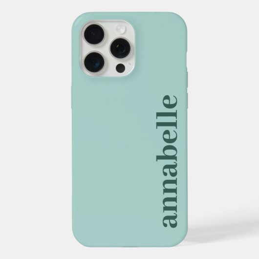 モノグラム 名前入り ティール&シーグリーン ミニマリスト iPhoneケース (裏面)