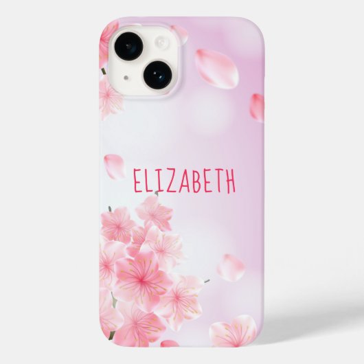 モノグラム 名前入り ピンクの花柄 フェミニン おしゃれ Case-Mate iPhoneケース (裏面)