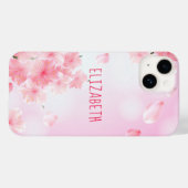 モノグラム 名前入り ピンクの花柄 フェミニン おしゃれ Case-Mate iPhoneケース (裏面 (横))