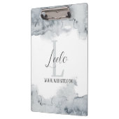 モノグラム&名前確認水の色グレークリッボ クリップボード (左)