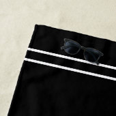 モノグラム/名前金ゴールド/ウィット文字ストライプウィット文字，黒 ビーチタオル (インサイチュ)