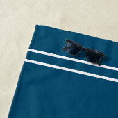 モノグラム/名前金ゴールド/Wht文字Whtストライプ海青 ビーチタオル (インサイチュ)