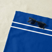 モノグラム/名前金ゴールド/Wht文字Whtストライプ深い青 ビーチタオル (インサイチュ)