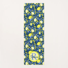 モノグラム 名前 おしゃれ 地中海 レモン ブルー リーフ ヨガマット