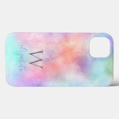 モノグラム 名前 はじめの文字 虹色 水彩 パステル Case-Mate iPhoneケース (裏面 (横))