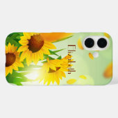 モノグラム 名前 ひまわり 黄色 緑 花 Case-Mate iPhoneケース (裏面 (横))