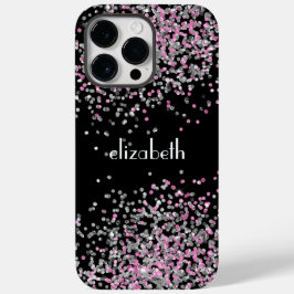 モノグラム 名前 アルファベット ブラック ピンク シルバー ギャザー Case-Mate iPhone 14 PRO MAXケース