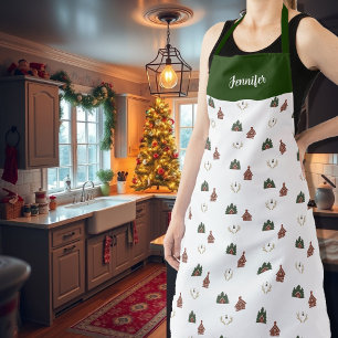 モノグラム 名前 クリスマスの居心地の良いキャビン エプロン
