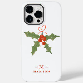 モノグラム 名前 クリスマス ヒイラギ 冬の花 Case-Mate iPhone 14 PRO MAXケース