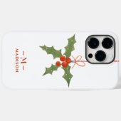 モノグラム 名前 クリスマス ヒイラギ 冬の花 Case-Mate iPhoneケース (裏面 (横))
