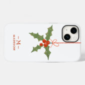 モノグラム 名前 クリスマス ヒイラギ 冬の花 Case-Mate iPhoneケース (裏面 (横))
