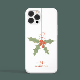モノグラム 名前 クリスマス ヒイラギ 冬の花 iPhone 15 PRO MAXケース
