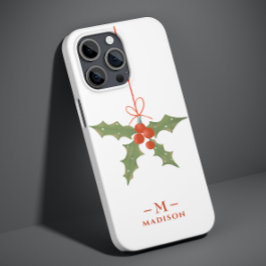 モノグラム 名前 クリスマス ヒイラギ 冬の花 Case-Mate iPhone 14 PROケース