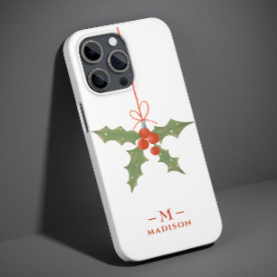 モノグラム 名前 クリスマス ヒイラギ 冬の花 Case-Mate iPhone 14 PROケース