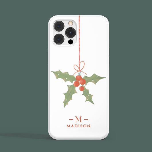 モノグラム 名前 クリスマス ヒイラギ 冬の花 Case-Mate iPhoneケース