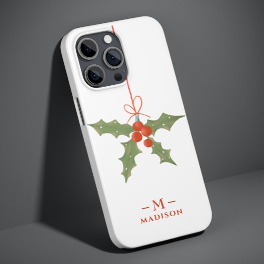 モノグラム 名前 クリスマス ヒイラギ 冬の花 Case-Mate iPhoneケース