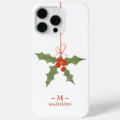 モノグラム 名前 クリスマス ヒイラギ 冬の花 Case-Mate iPhoneケース (裏面)