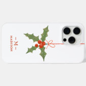 モノグラム 名前 クリスマス ヒイラギ 冬の花 Case-Mate iPhoneケース (裏面 (横))
