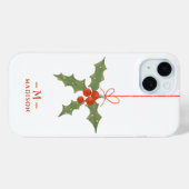 モノグラム 名前 クリスマス ヒイラギ 冬の花 Case-Mate iPhoneケース (裏面 (横))