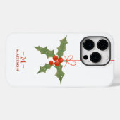 モノグラム 名前 クリスマス ヒイラギ 冬の花 Case-Mate iPhoneケース (裏面 (横))