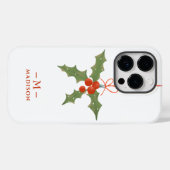 モノグラム 名前 クリスマス ヒイラギ 冬の花 Case-Mate iPhoneケース (裏面 (横))