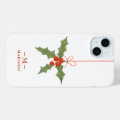 モノグラム 名前 クリスマス ヒイラギ 冬の花 Case-Mate iPhoneケース (裏面 (横))