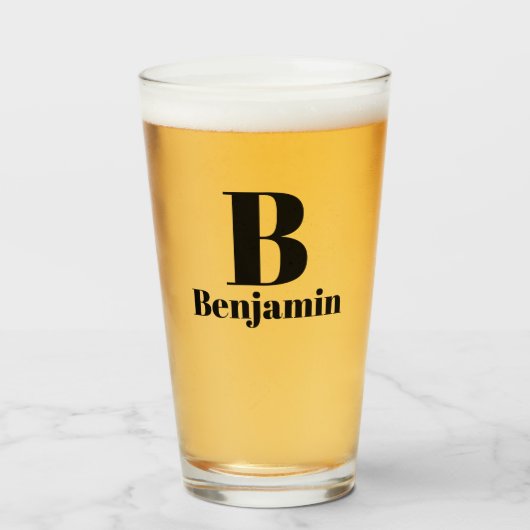 モノグラム 名前 シンプル ビール タンブラーグラス (ドリンク正面)