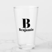 モノグラム 名前 シンプル ビール タンブラーグラス (正面)