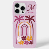 モノグラム 名前 トロピカル サマー パームツリー フローラル Case-Mate iPhoneケース (裏面)