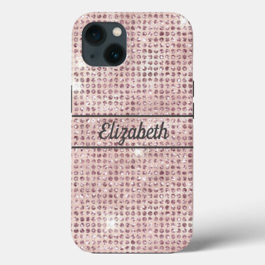 モノグラム 名前 ピンクダイヤモンド スタッド おしゃれ Case-Mate iPhoneケース (裏面)