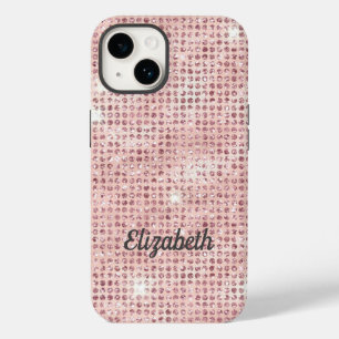 モノグラム 名前 ピンク グリッター おしゃれ トレンド Case-Mate iPhone 14ケース