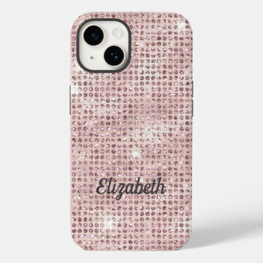 モノグラム 名前 ピンク グリッター おしゃれ トレンド Case-Mate iPhoneケース (裏面)