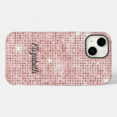 モノグラム 名前 ピンク グリッター おしゃれ トレンド Case-Mate iPhoneケース (裏面 (横))