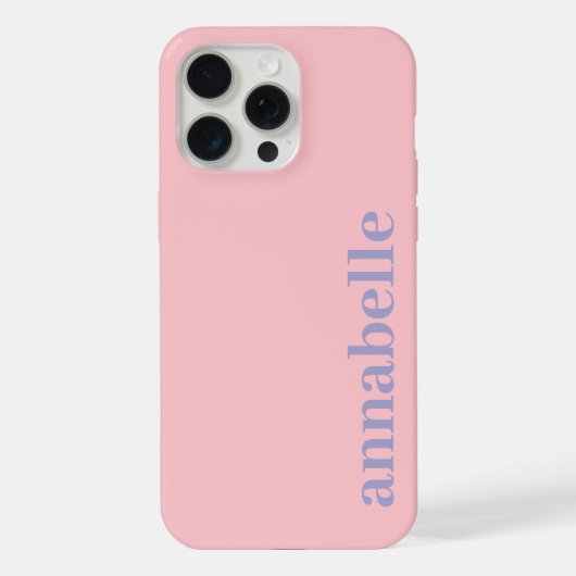 モノグラム 名前 ピンク ブルー シンプル iPhoneケース (裏面)