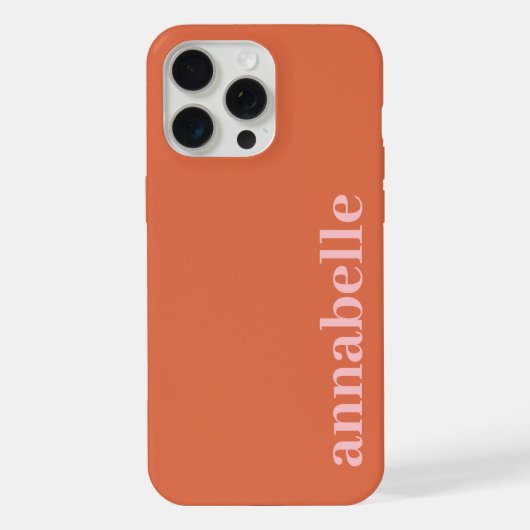 モノグラム 名前 ピンク レッド シンプル iPhoneケース (裏面)