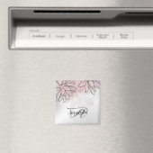 モノグラム 名前 ピンク 白 花 水彩 銀 マグネット (インサイチュ (食洗機))