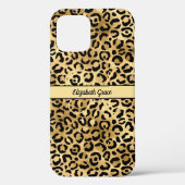 モノグラム 名前 ブラック ゴールド ヒョウ 柄 チーター Case-Mate iPhoneケース (裏面)