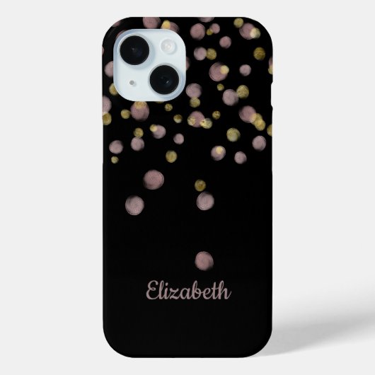 モノグラム 名前 ブラック ブルッシュピンク ゴールド サークル Case-Mate iPhoneケース (裏面)