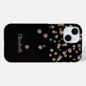モノグラム 名前 ブラック ブルッシュピンク ゴールド サークル Case-Mate iPhoneケース (裏面 (横))