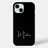 モノグラム 名前 ブラック ホワイト シンプル モダン Case-Mate iPhoneケース (裏面)