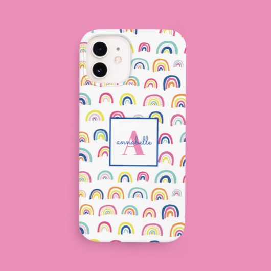 モノグラム 名前 ボヘミアン レインボー Case-Mate iPhoneケース