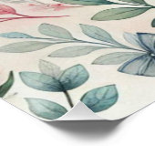 モノグラム 名前 ヴィンテージ ハート フラワー ウォーターカラー ポスター (コーナー)