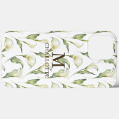 モノグラム 名前 水彩 花 エレガント 白いユリ Case-Mate iPhoneケース (裏面 (横))