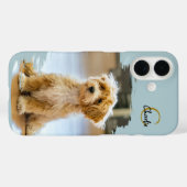 モノグラム 名前 犬の写真 パステルブルーミニマリスト Case-Mate iPhoneケース (裏面 (横))