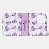 モノグラム 名前 紫 ピンク 花 エレガント Case-Mate iPhoneケース (裏面 (横))