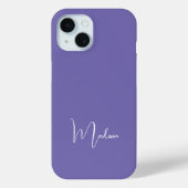モノグラム 名前 紫 白 シンプル おしゃれ Case-Mate iPhoneケース (裏面)