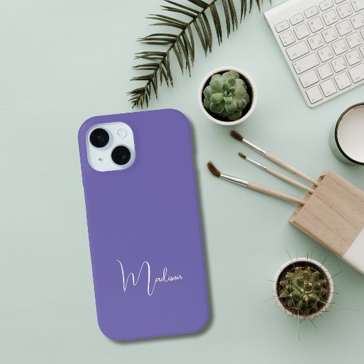 モノグラム 名前 紫 白 シンプル おしゃれ Case-Mate iPhoneケース