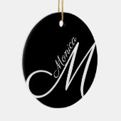 モノグラム+名前 – 黒モダン セラミックオーナメント (右)